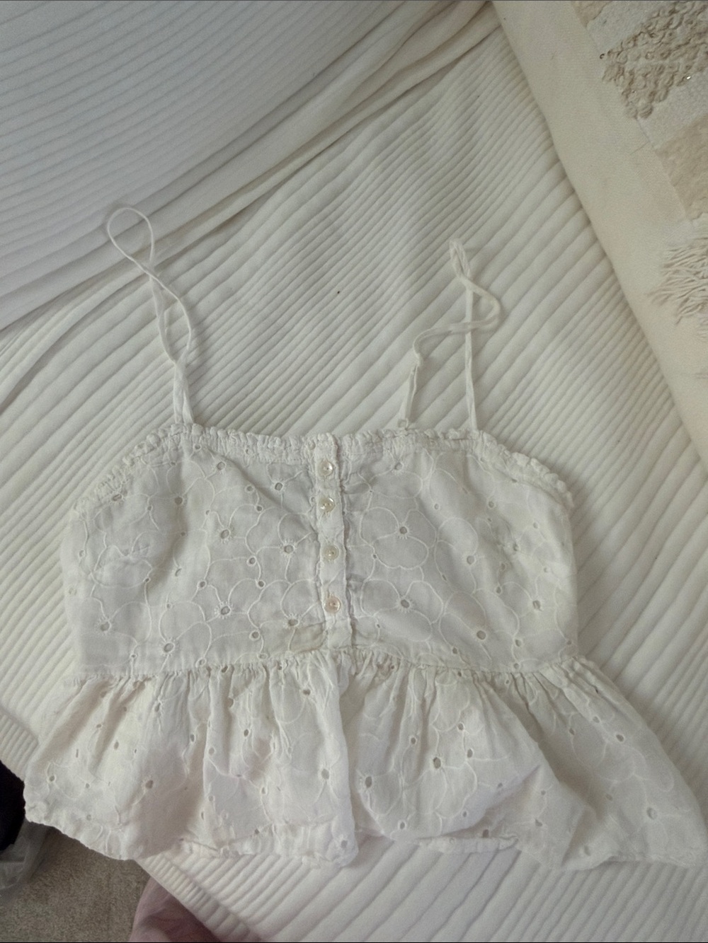 Patrons of Peace White Eyelet Peplum Camisole